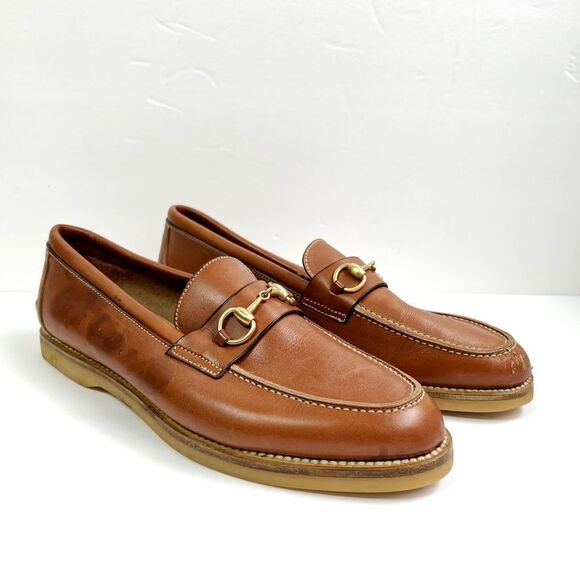 Gucci Tan Leather Horsebit Driving Loafers - Picture 2 of 12